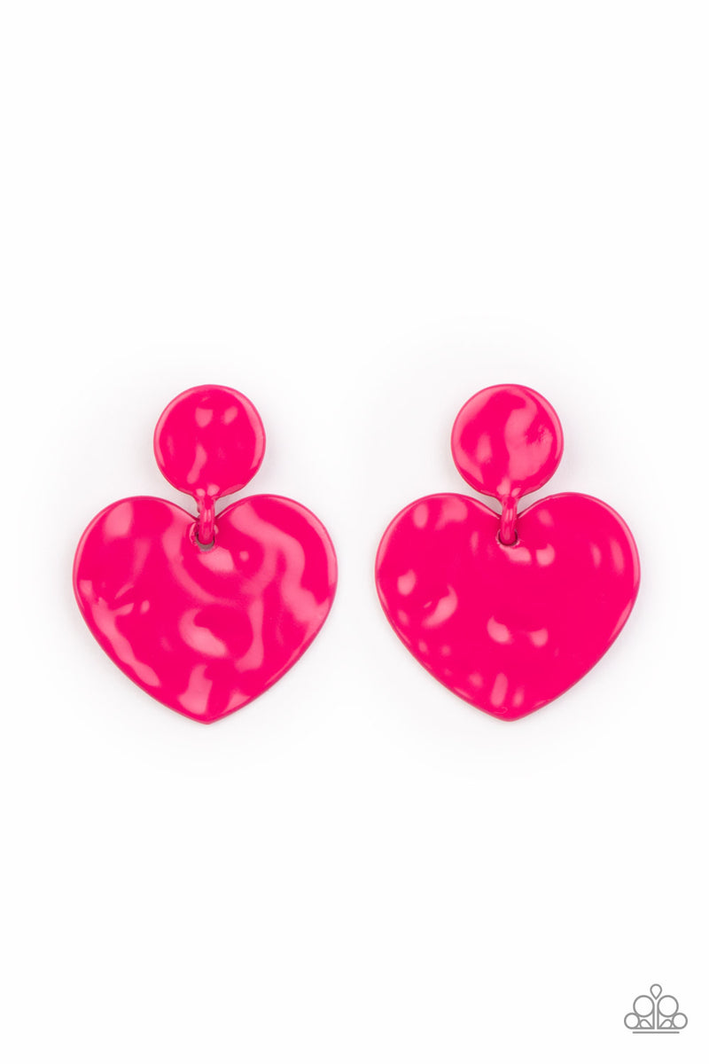 Just a Little Crush - Pink Post Earrings - Paparazzi Accessories