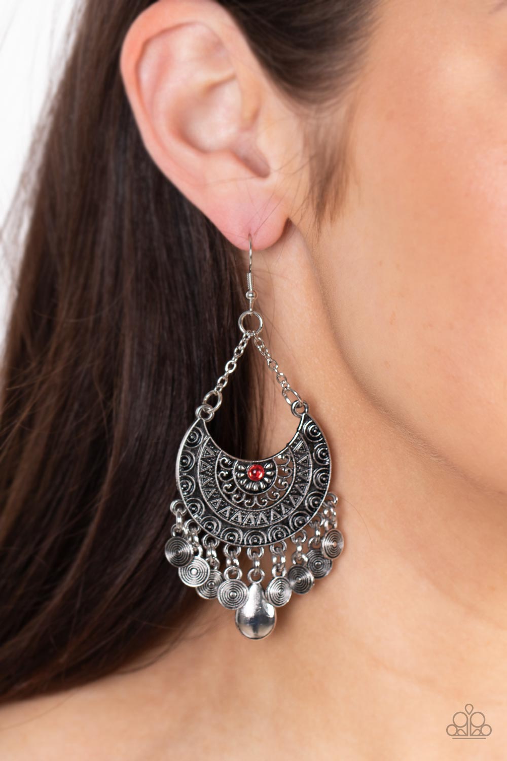 Lunar Allure - Red Earrings - Paparazzi Accessories