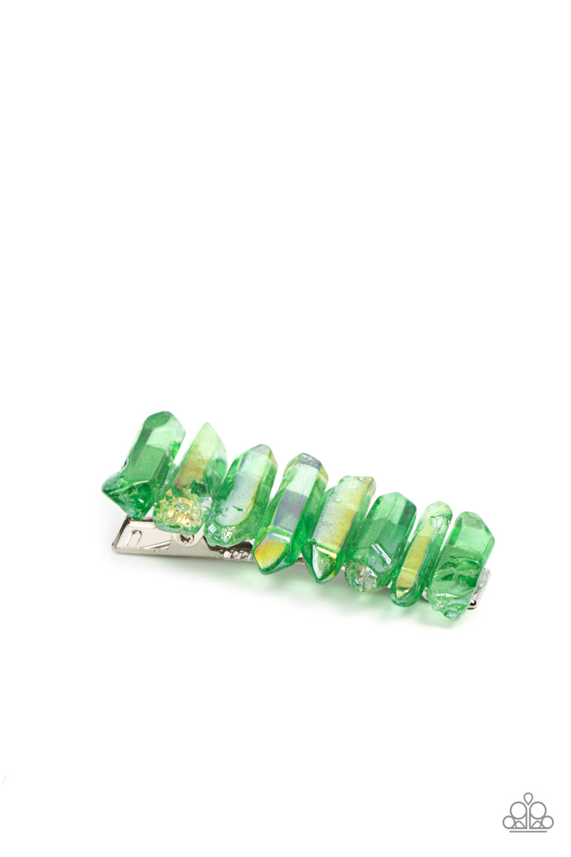 Crystal Caves - Green Hair Clip - Paparazzi Accessories
