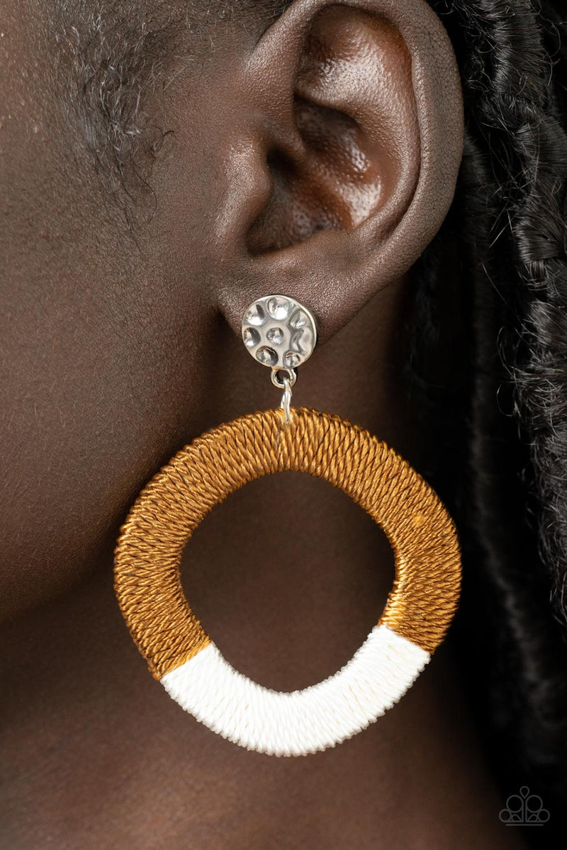Thats a WRAPAROUND - Brown Post Earrings - Paparazzi Accessories