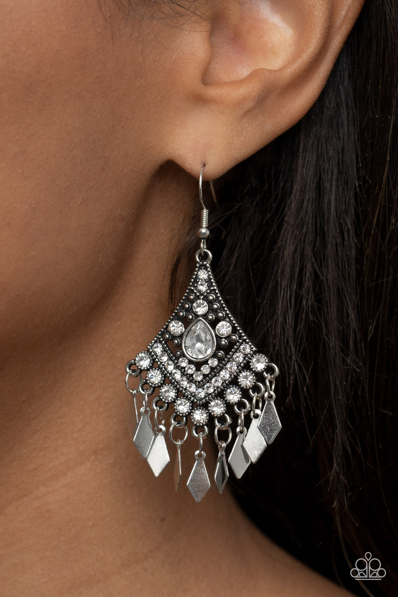 Indie Iridescence - White Earrings - Paparazzi Accessories