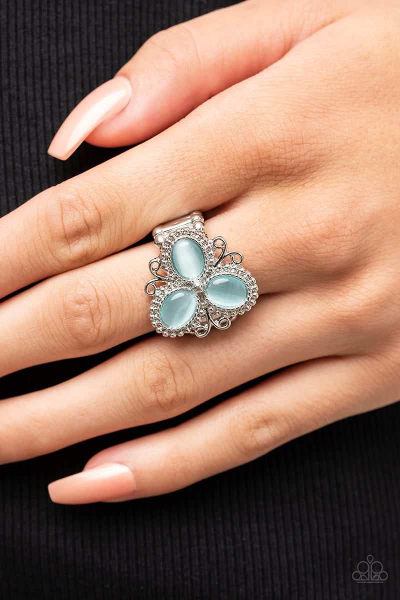 Bewitched Blossoms - Blue Ring - Paparazzi Accessories