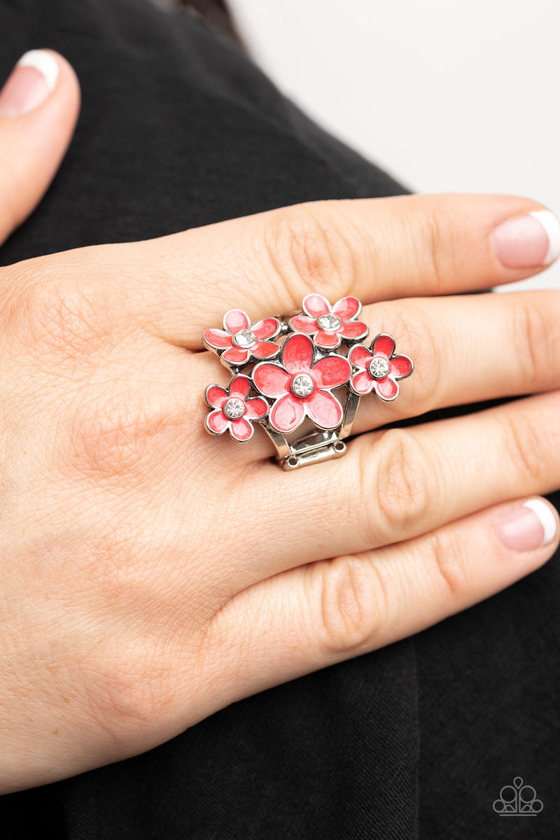 Boastful Blooms - Red Ring - Paparazzi Accessories