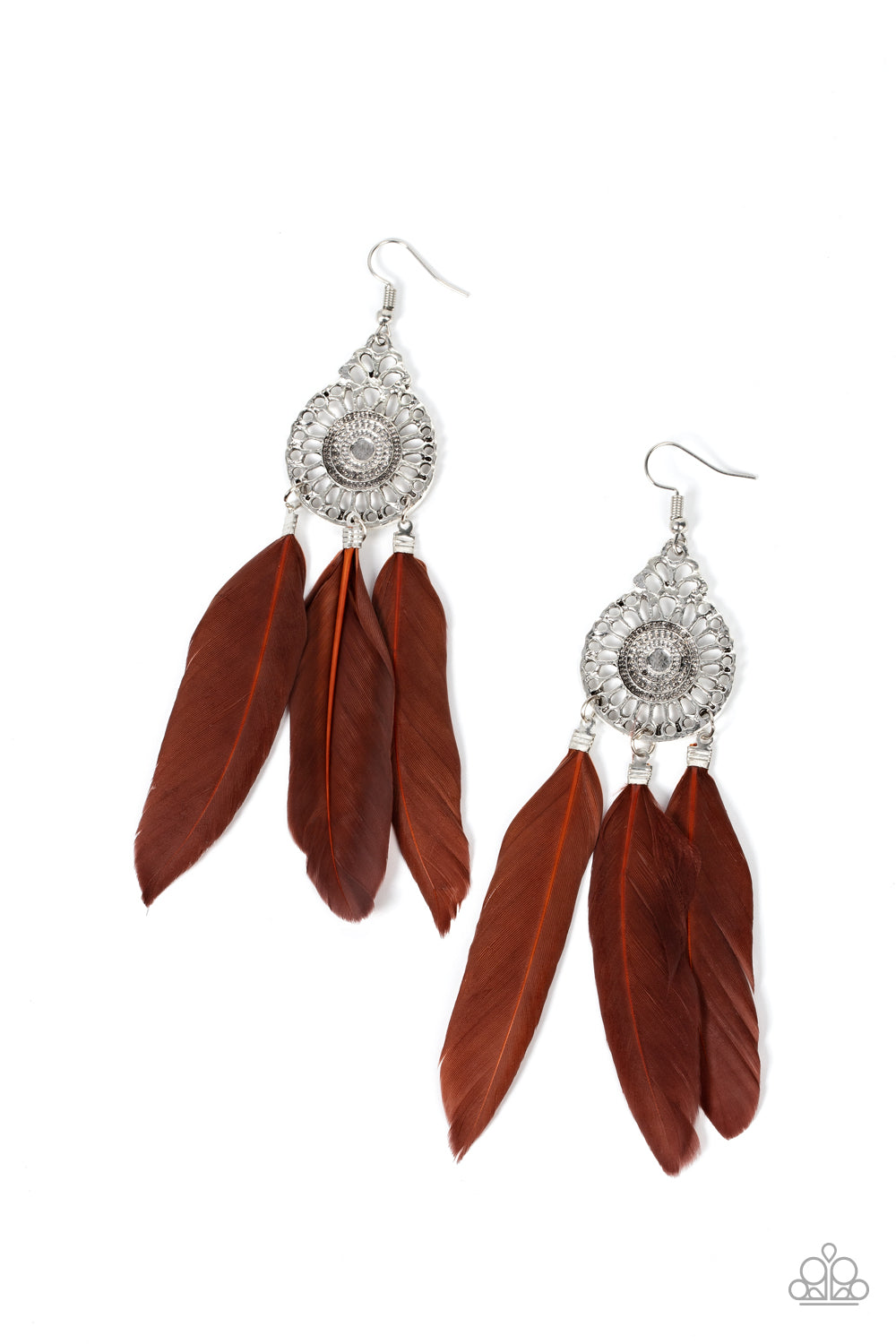 five-dollar-jewelry-pretty-in-plumes-brown-earrings-paparazzi-accessories