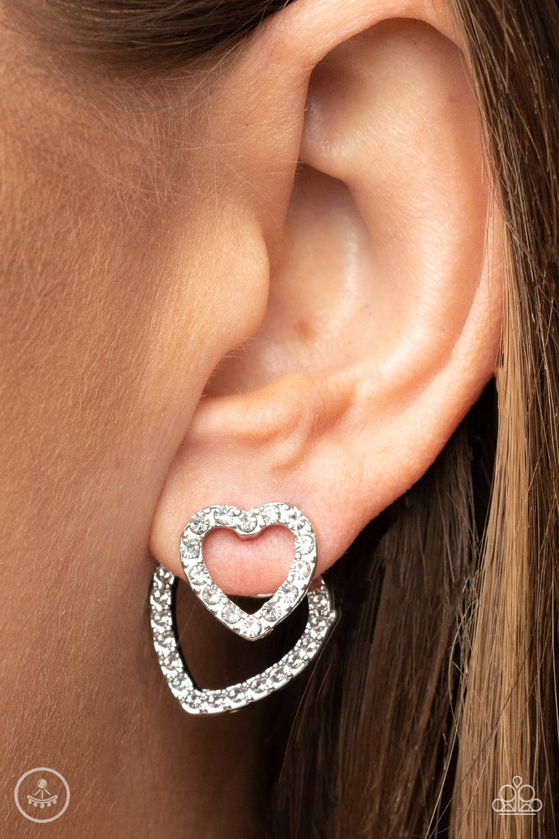 Ever Enamored - White Post Earrings - Paparazzi Accessories