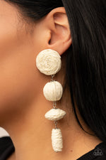 Twine Tango - White Post Earrings - Paparazzi Accessories