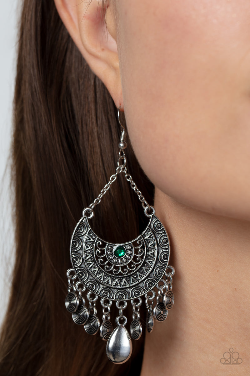 Lunar Allure - Green Earrings - Paparazzi Accessories