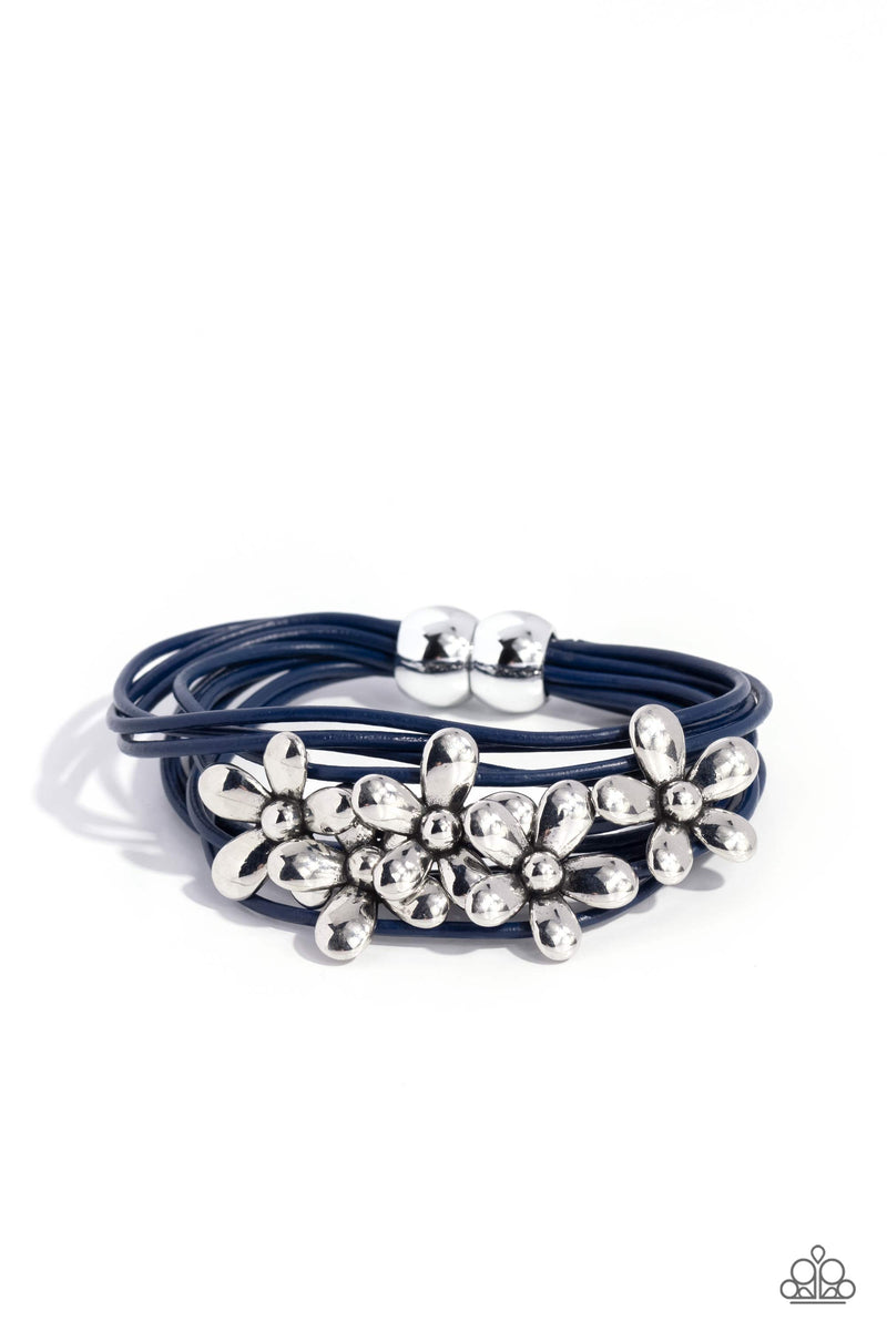 Here Comes the BLOOM - Blue Bracelet - Paparazzi Accessories