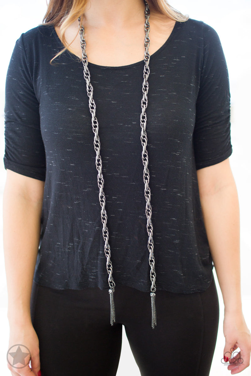 SCARFed for Attention - Gunmetal Necklace - Paparazzi Accessories