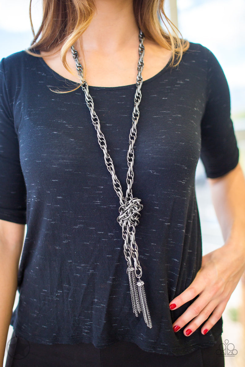 SCARFed for Attention - Gunmetal Necklace - Paparazzi Accessories