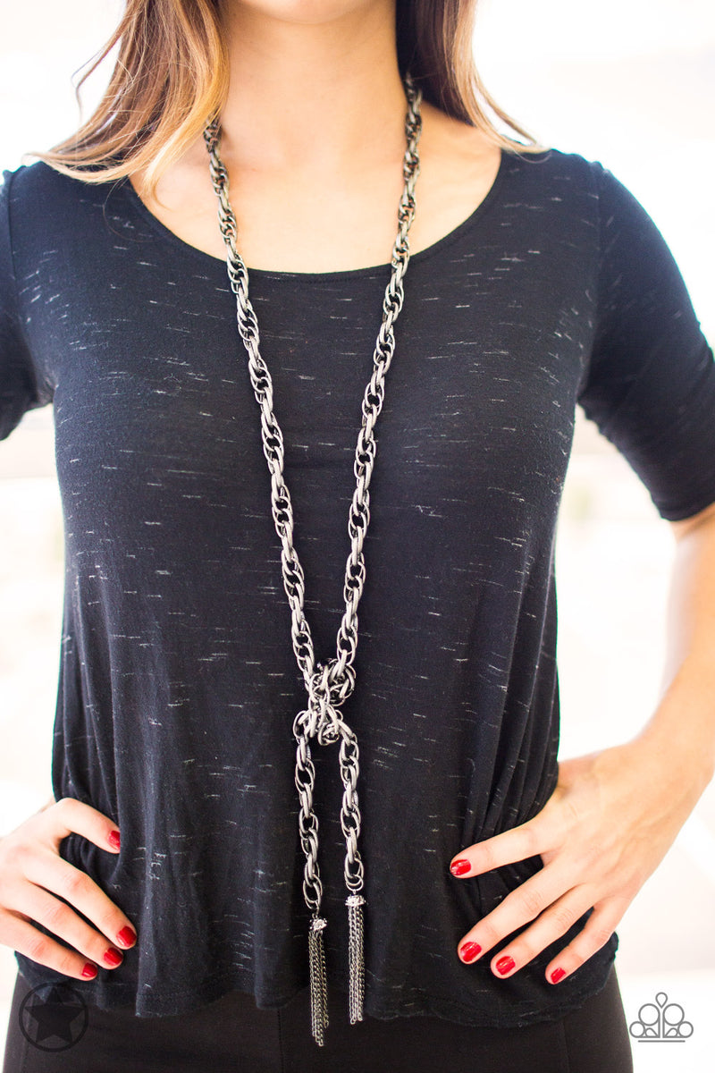 SCARFed for Attention - Gunmetal Necklace - Paparazzi Accessories