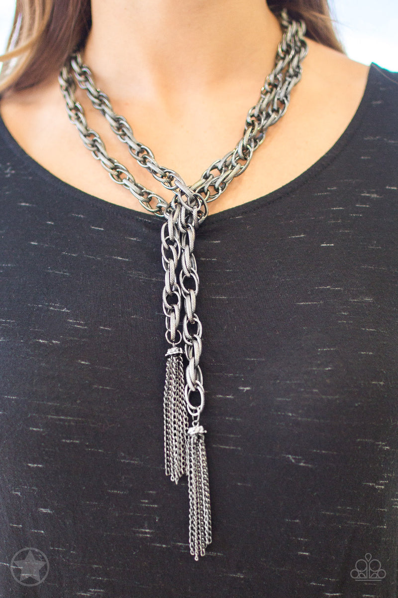 SCARFed for Attention - Gunmetal Necklace - Paparazzi Accessories