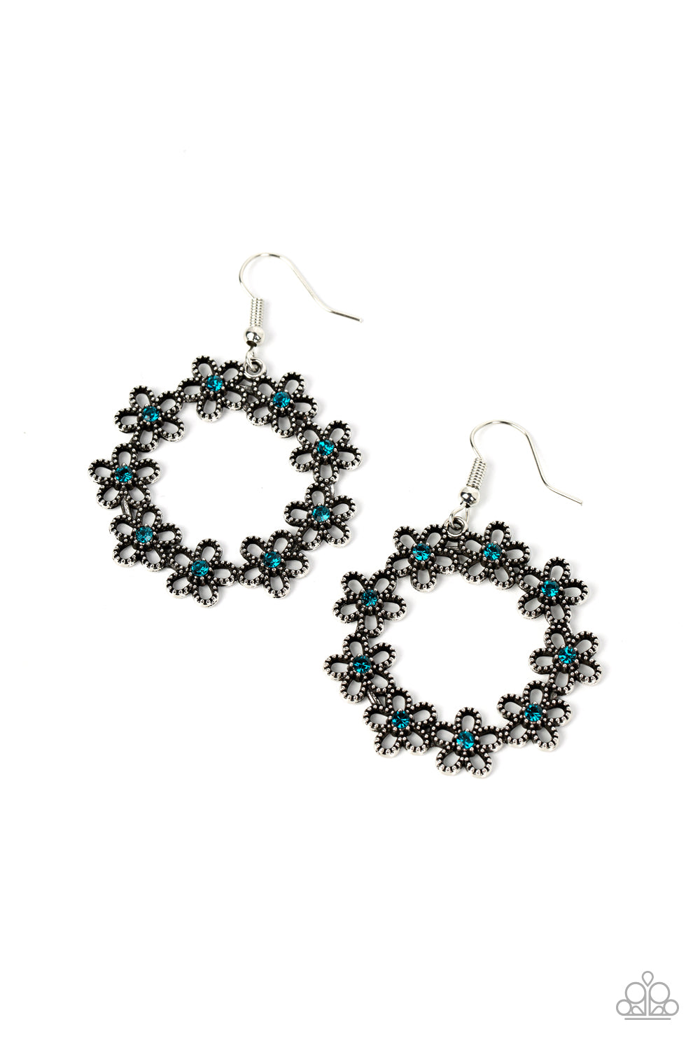 five-dollar-jewelry-floral-halos-blue-earrings-paparazzi-accessories