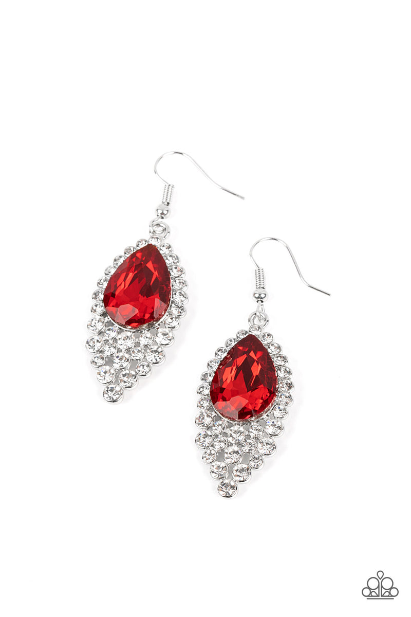 Glorious Glimmer - Red Earrings - Paparazzi Accessories