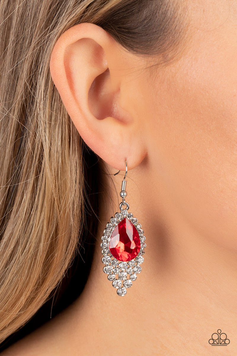 Glorious Glimmer - Red Earrings - Paparazzi Accessories