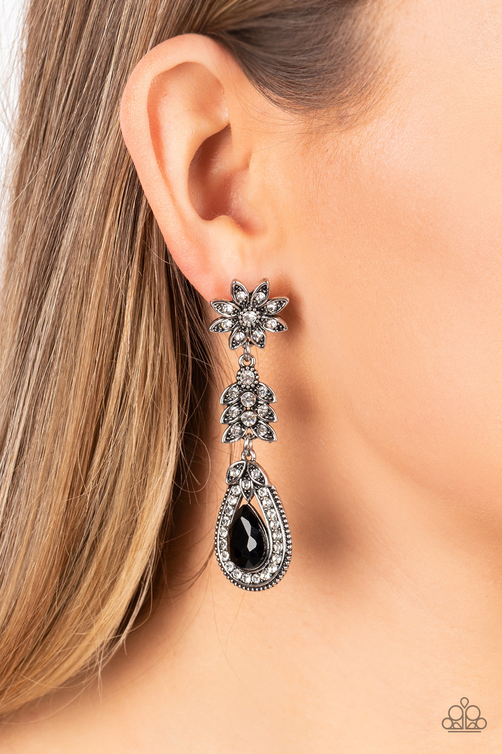Floral Fantasy - Black Post Earrings - Paparazzi Accessories
