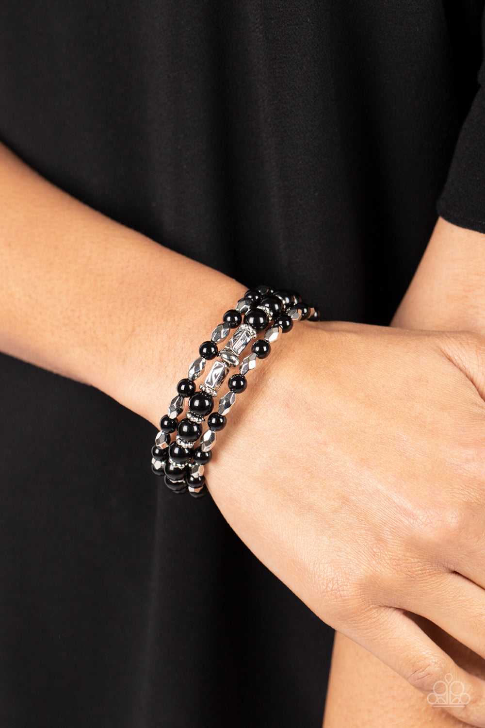 Colorfully Coiled - Black Bracelet - Paparazzi Accessories