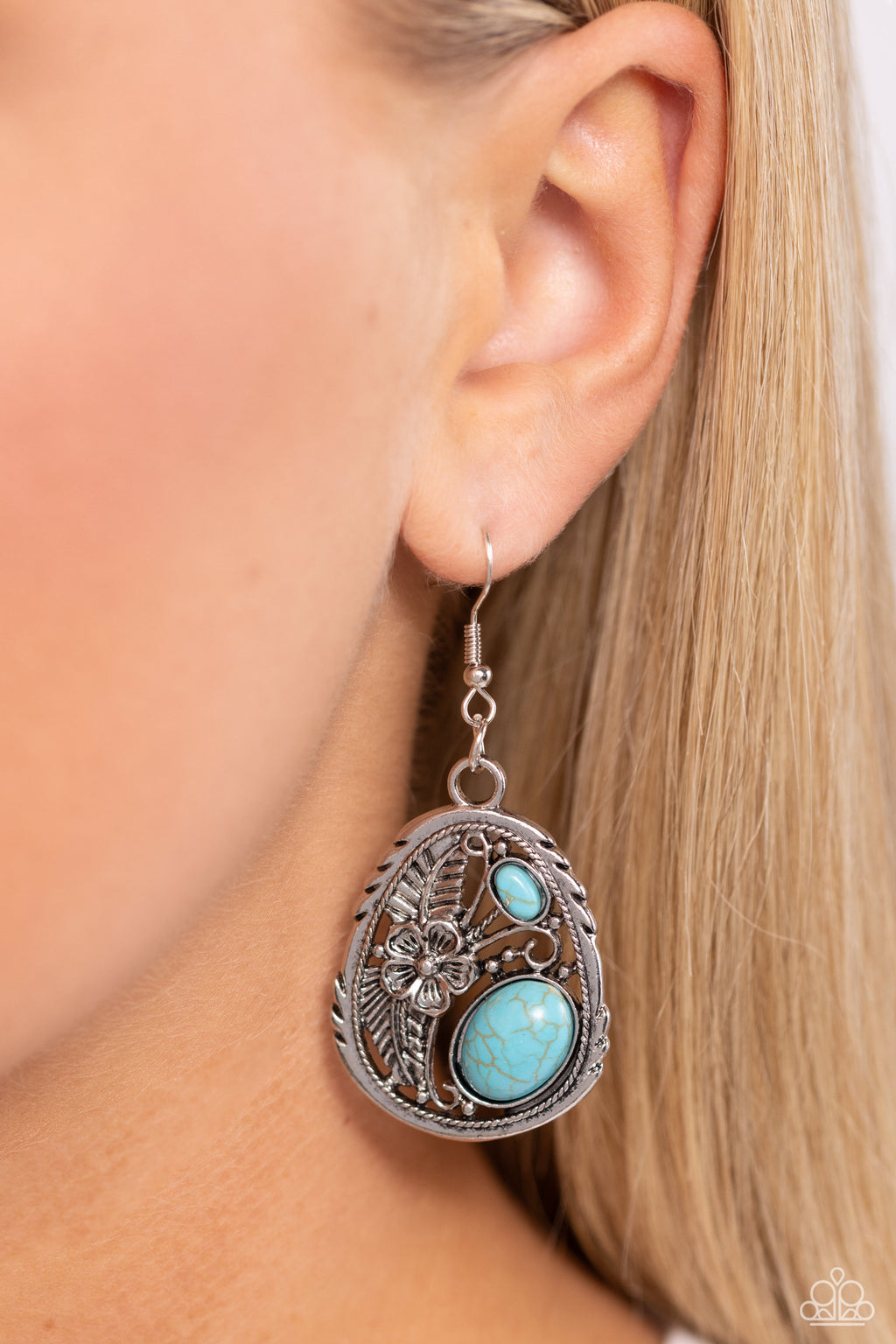 Hibiscus Harvest - Blue Earrings - Paparazzi Accessories
