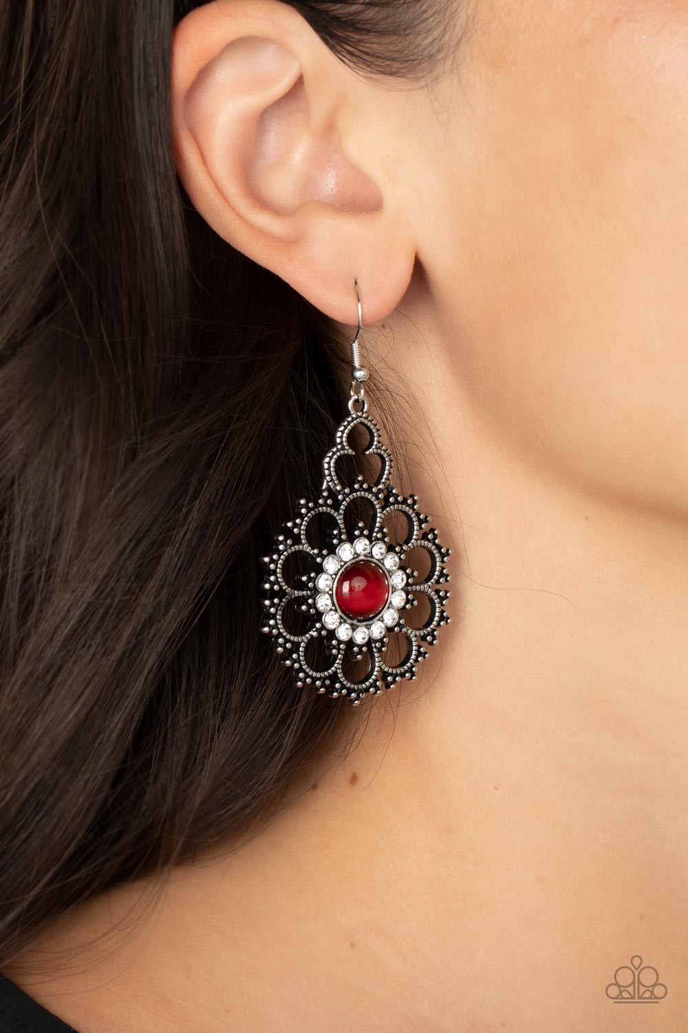 Floral Renaissance - Red Earrings - Paparazzi Accessories
