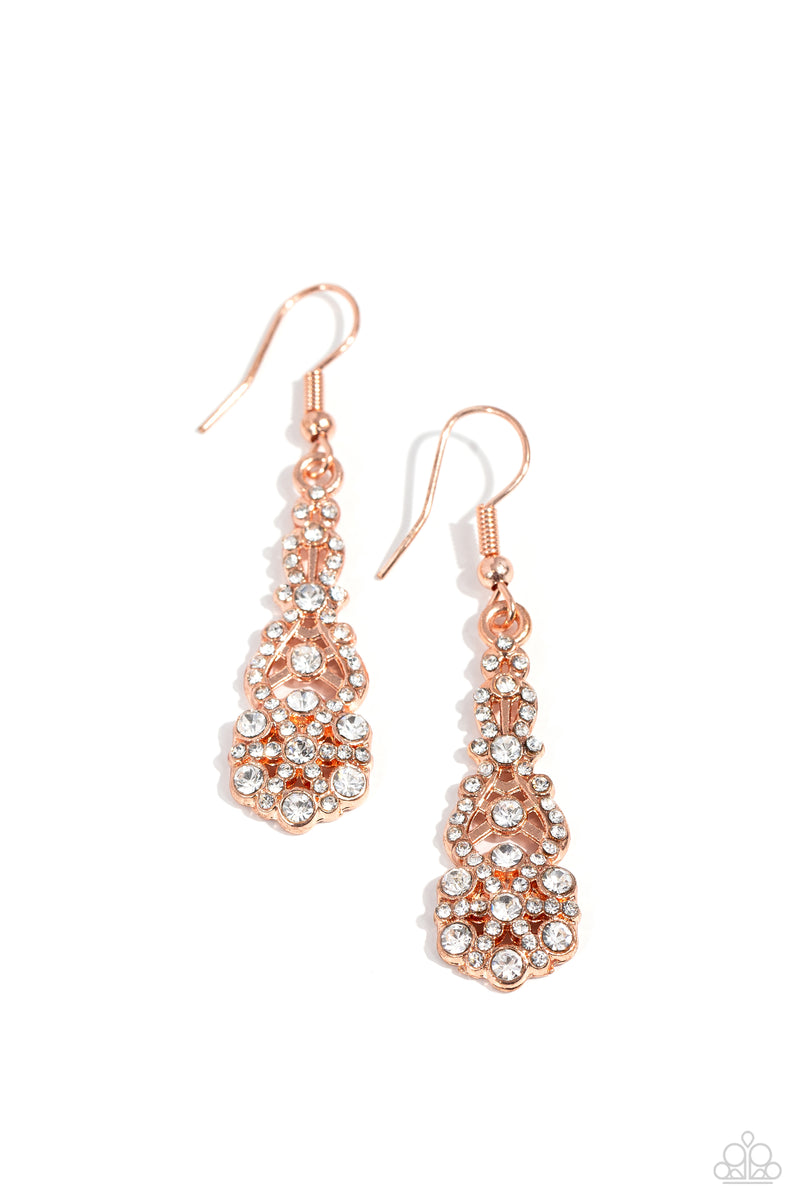 GLITZY on All Counts - Copper Earrings - Paparazzi Accessories