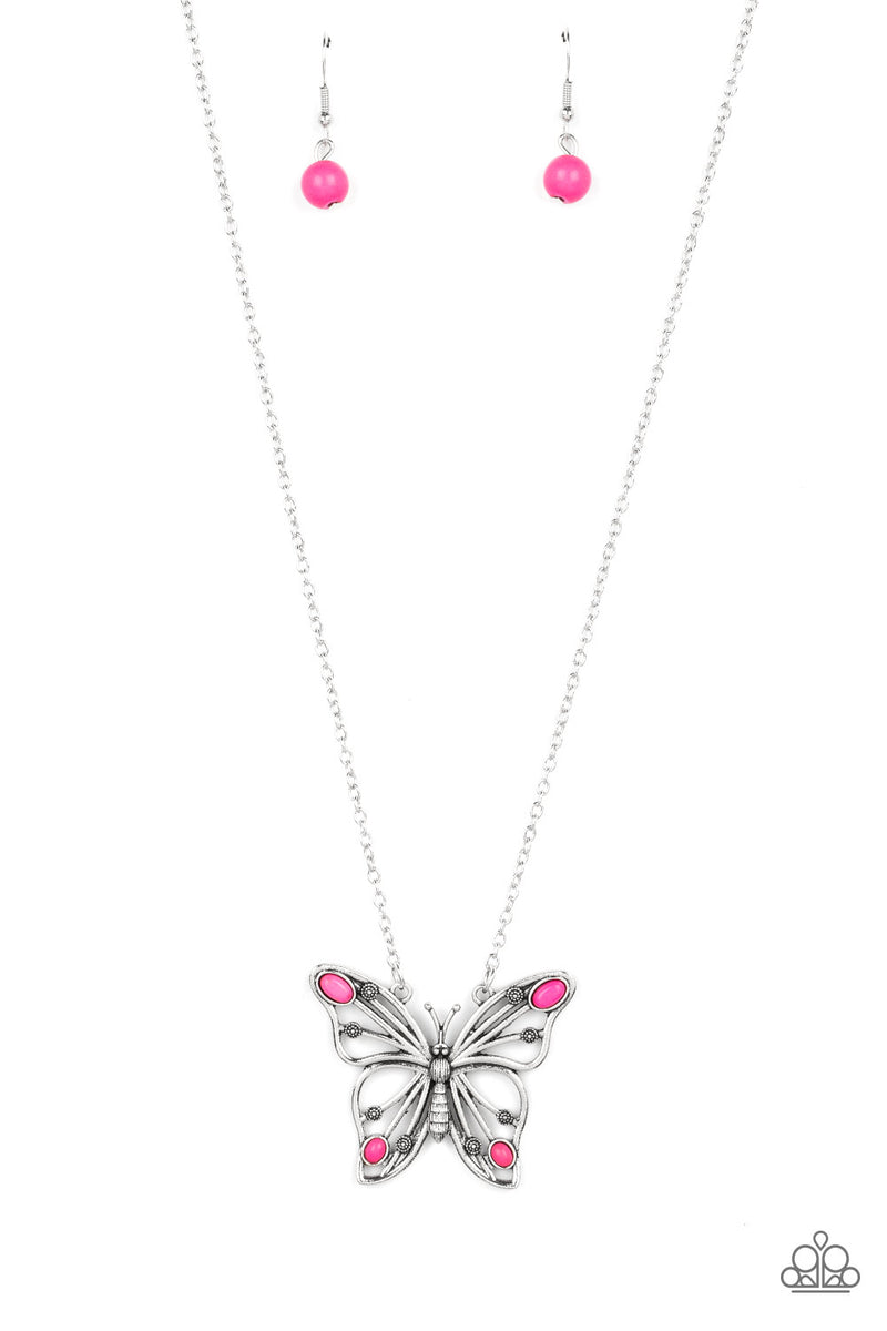 Badlands Butterfly - Pink Necklace - Paparazzi Accessories