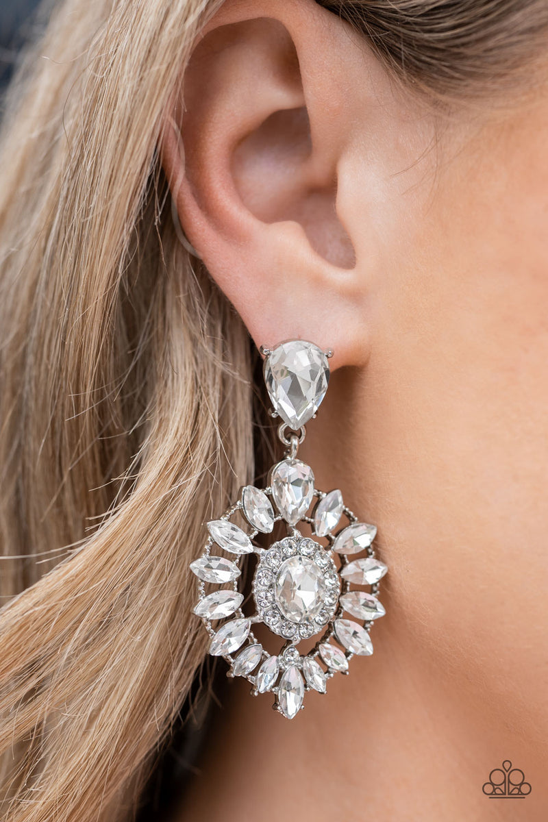My Good LUXE Charm - White Post Earrings - Paparazzi Accessories