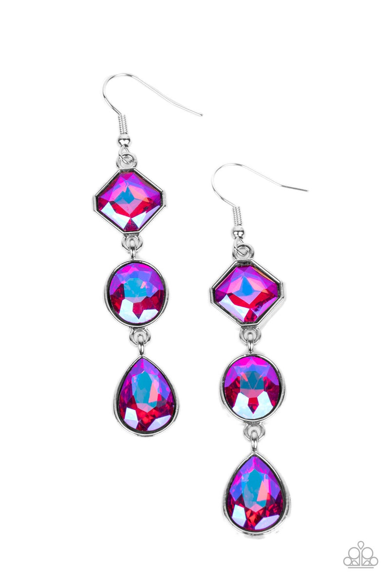 five-dollar-jewelry-reflective-rhinestones-pink-earrings-paparazzi-accessories