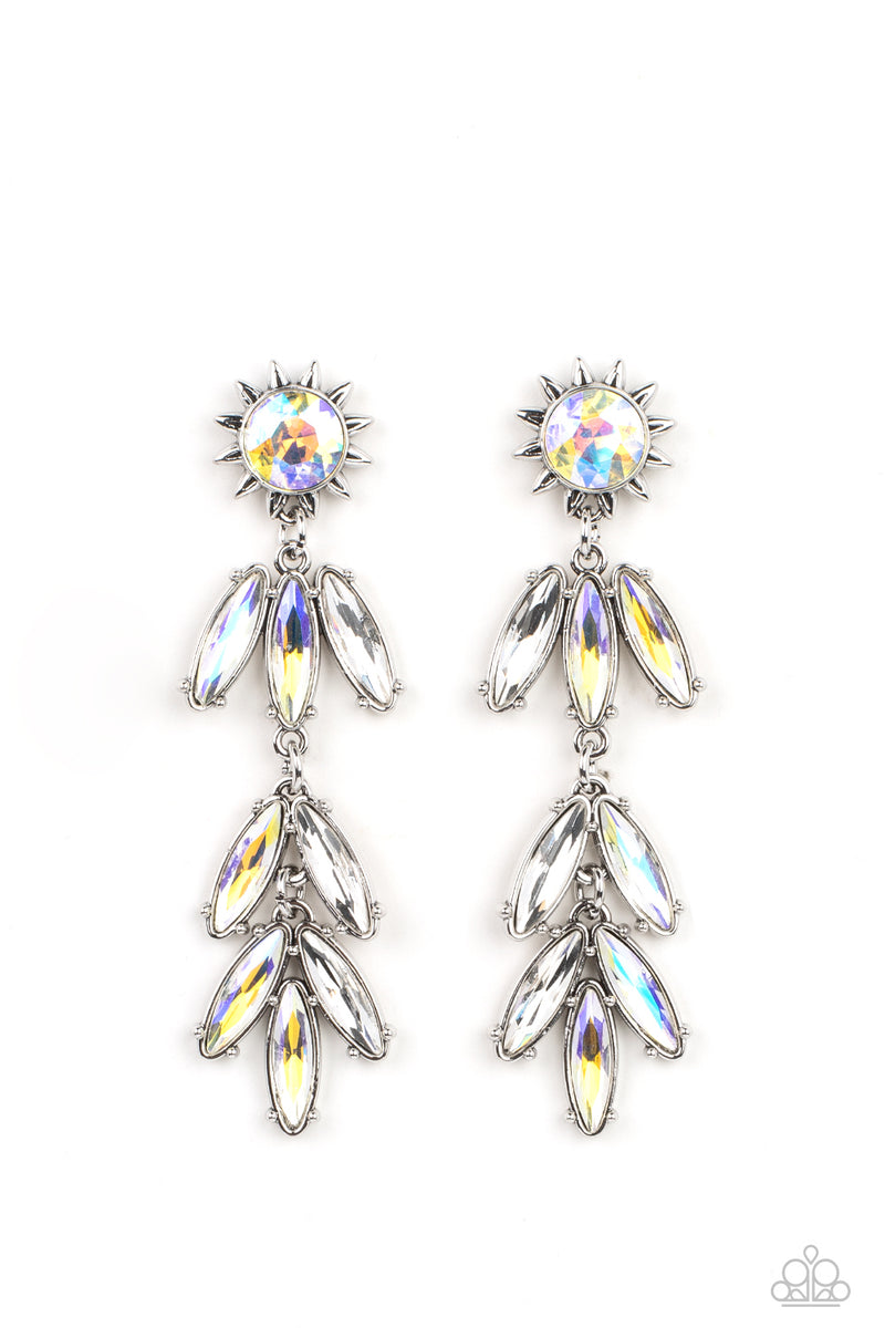 Space Age Sparkle - Yellow Post Earrings - Paparazzi Accessories