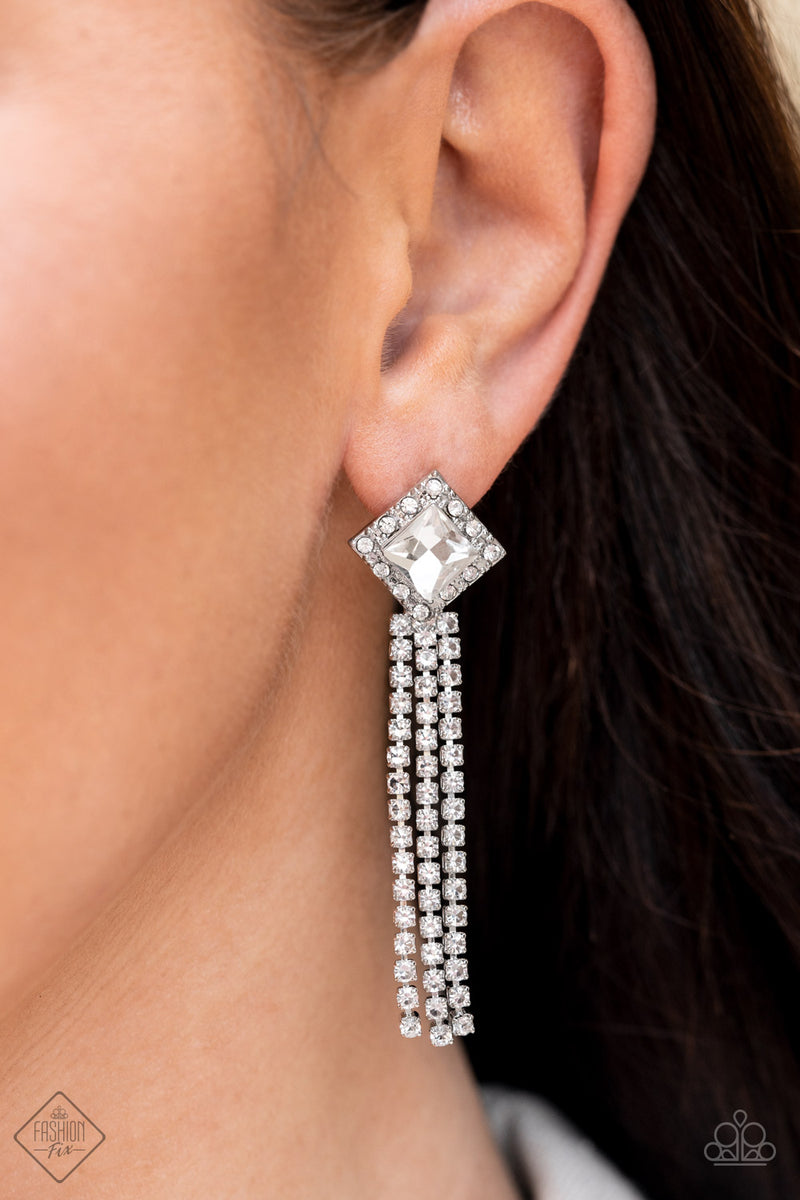 Seasonal Sparkle - White Post Earrings - Paparazzi Accessories