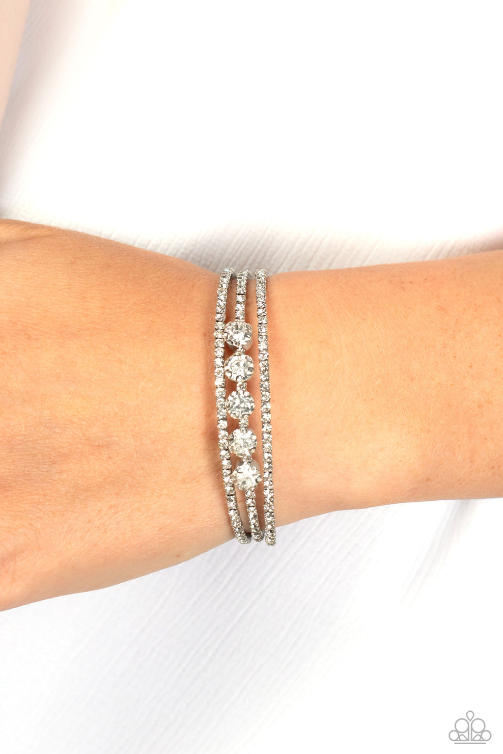 Lucid Layers - White Bracelet - Paparazzi Accessories