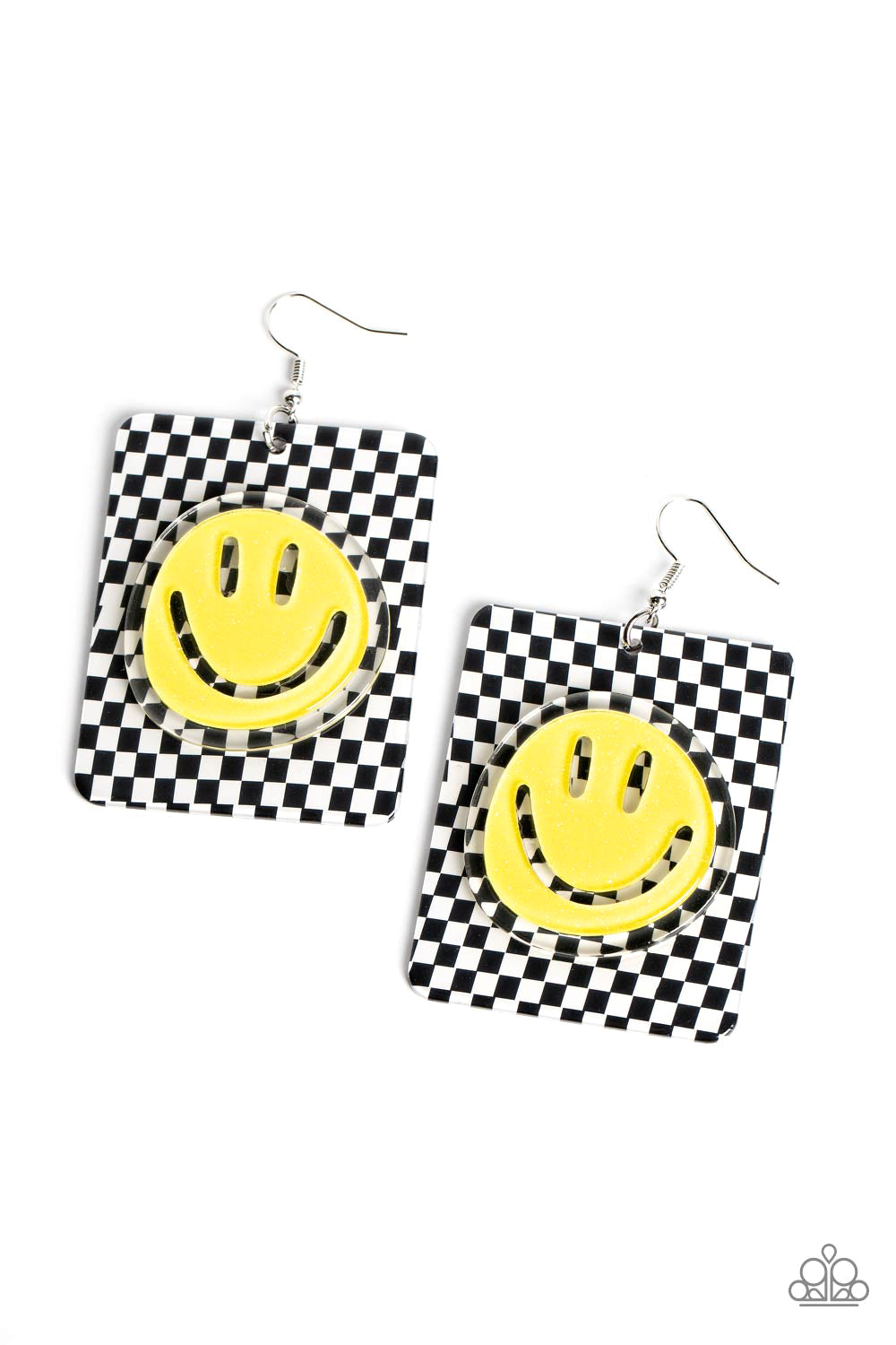 five-dollar-jewelry-cheeky-checkerboard-yellow-earrings-paparazzi-accessories