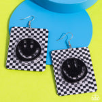 Cheeky Checkerboard - Black Earrings - Paparazzi Accessories