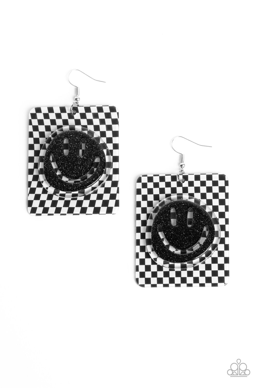 five-dollar-jewelry-cheeky-checkerboard-black-earrings-paparazzi-accessories