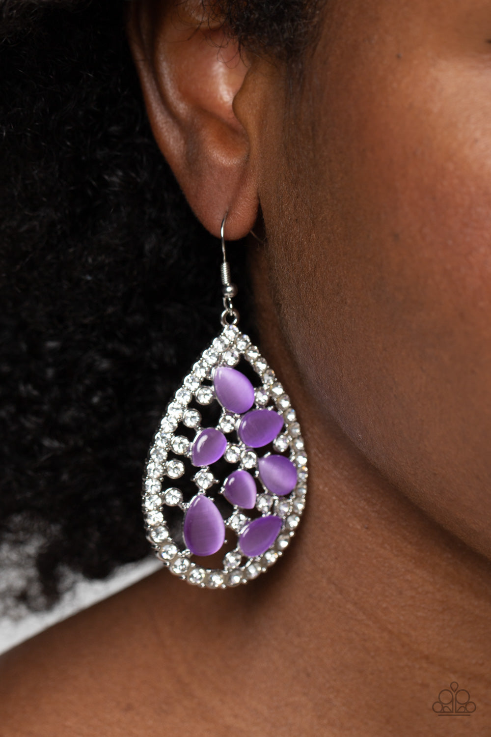Cats Eye Class - Purple Earrings - Paparazzi Accessories