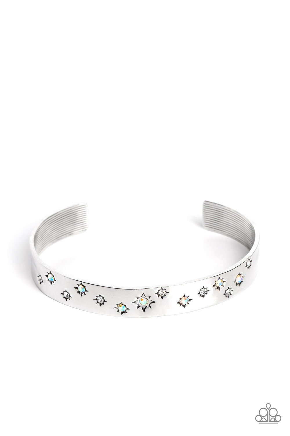 five-dollar-jewelry-starburst-shimmer-white-bracelet-paparazzi-accessories