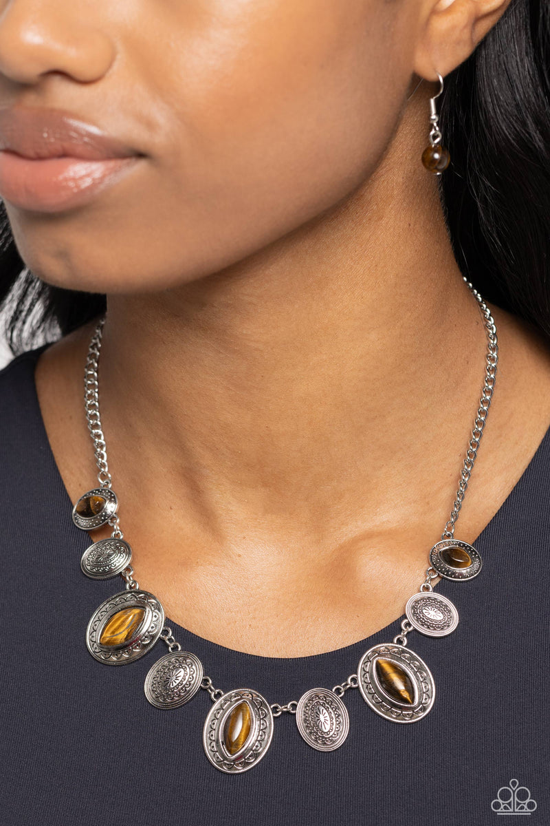 Textured Trailblazer - Brown Necklace - Paparazzi Accessories