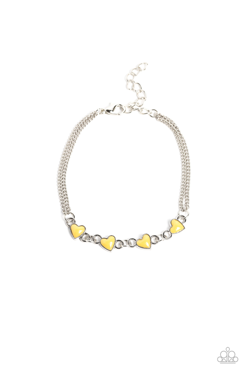 five-dollar-jewelry-smitten-sweethearts-yellow-bracelet-paparazzi-accessories