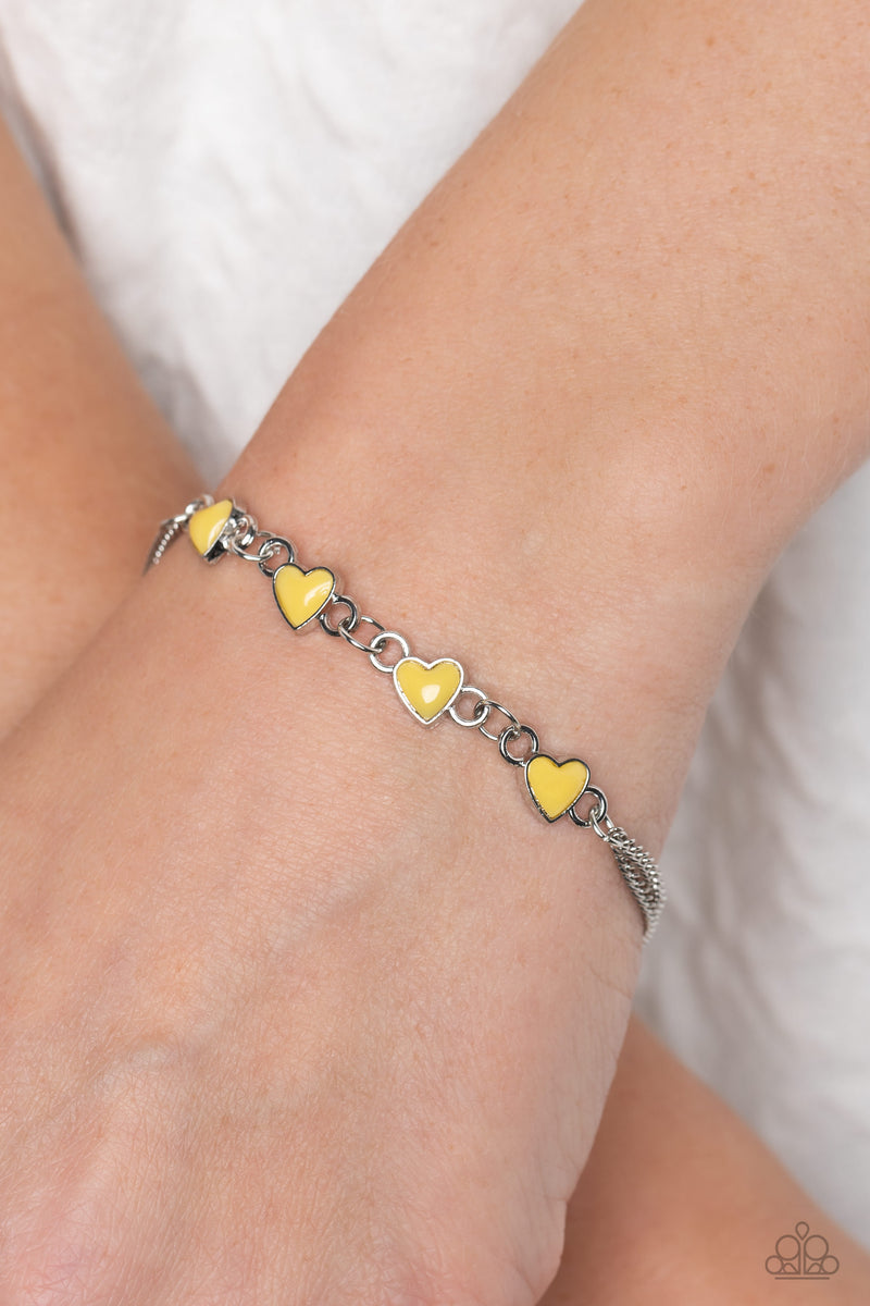 Smitten Sweethearts - Yellow Bracelet - Paparazzi Accessories