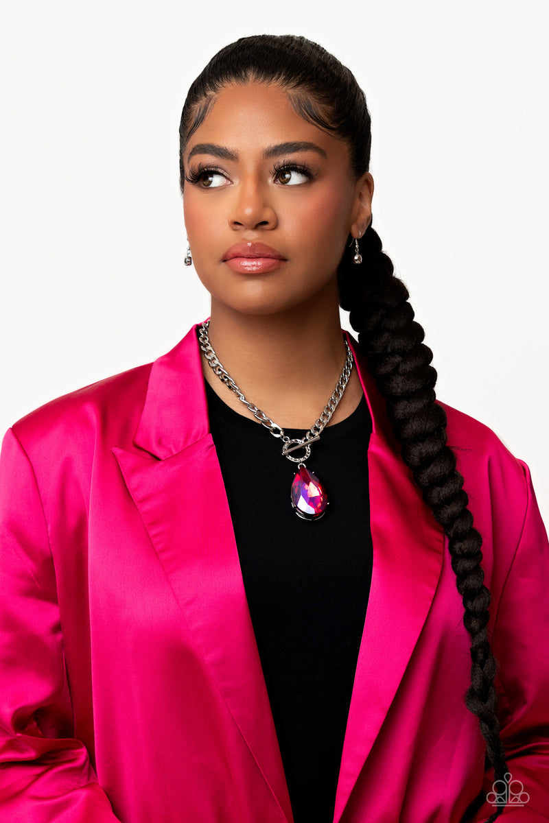 Edgy Exaggeration - Pink Necklace - Paparazzi Accessories