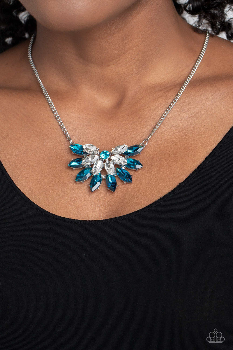 Frosted Florescence - Blue Necklace - Paparazzi Accessories