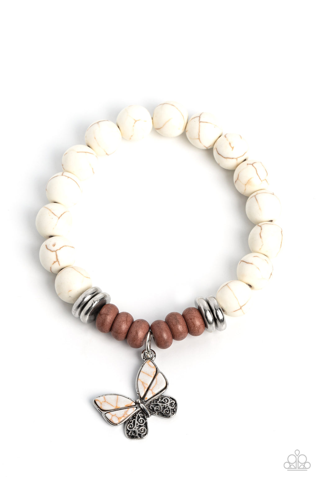 five-dollar-jewelry-bold-butterfly-white-bracelet-paparazzi-accessories