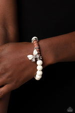 Bold Butterfly - White Bracelet - Paparazzi Accessories