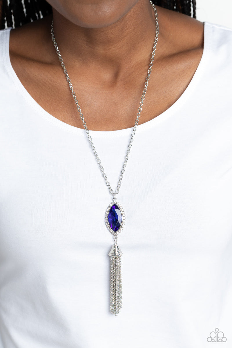 Tassel Tabloid - Blue Necklace - Paparazzi Accessories
