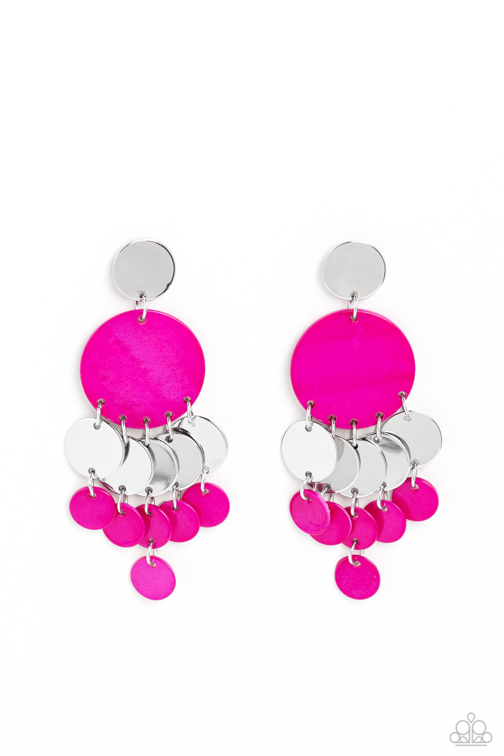 five-dollar-jewelry-shell-of-the-ball-pink-post earrings-paparazzi-accessories