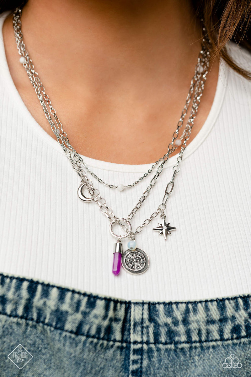 Notable Navigator - Purple Necklace - Paparazzi Accessories