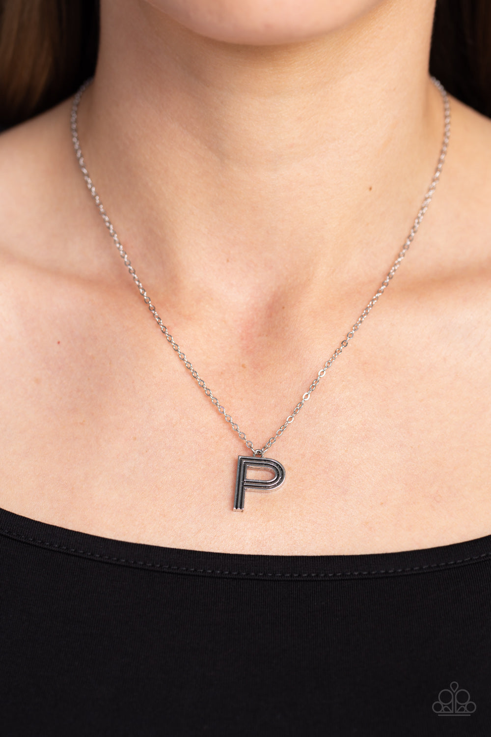 Leave Your Initials - Silver - P Necklace - Paparazzi Accessories