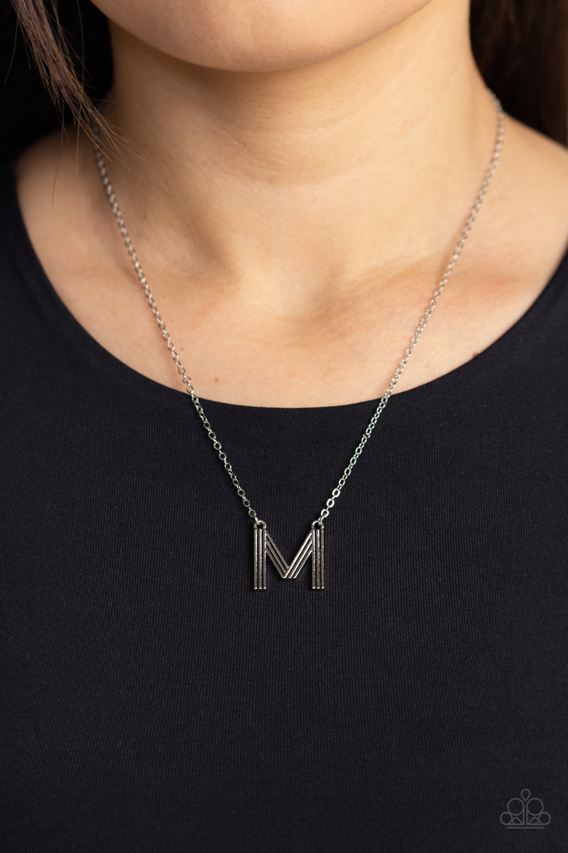 Leave Your Initials - Silver - M Necklace - Paparazzi Accessories