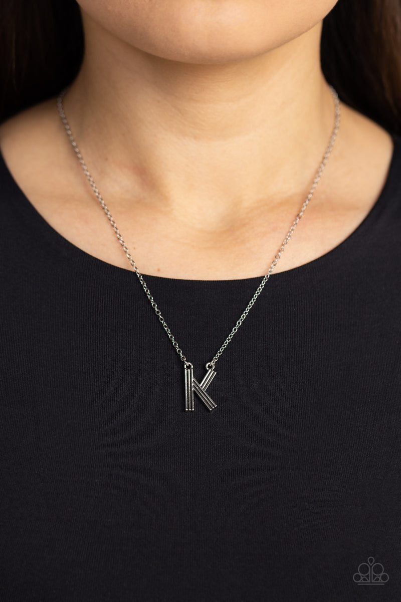 Leave Your Initials - Silver - K Necklace - Paparazzi Accessories