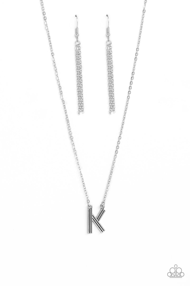 Leave Your Initials - Silver - K Necklace - Paparazzi Accessories