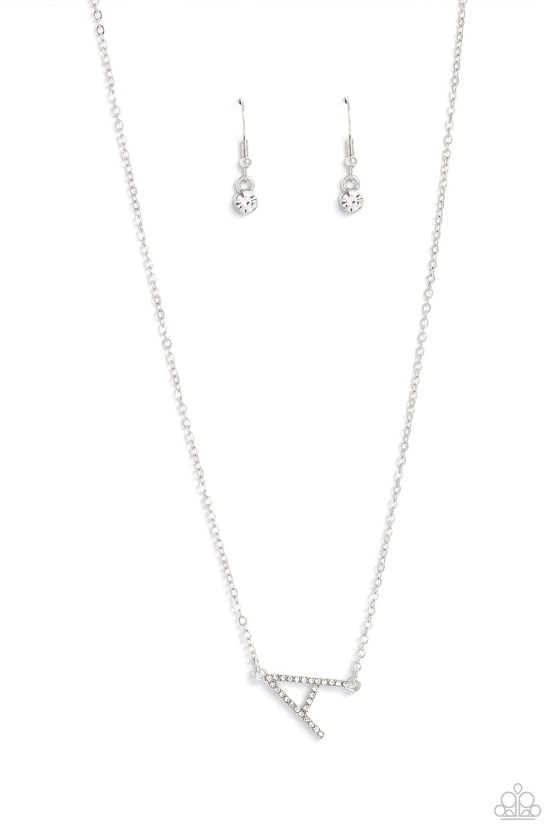 INITIALLY Yours - A - White Necklace - Paparazzi Accessories
